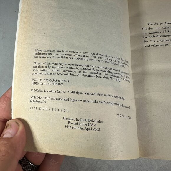 Indiana Jones & The Raiders Of The Lost Ark Book Ryder Windham Scholastic 2008 - Picture 6 of 6